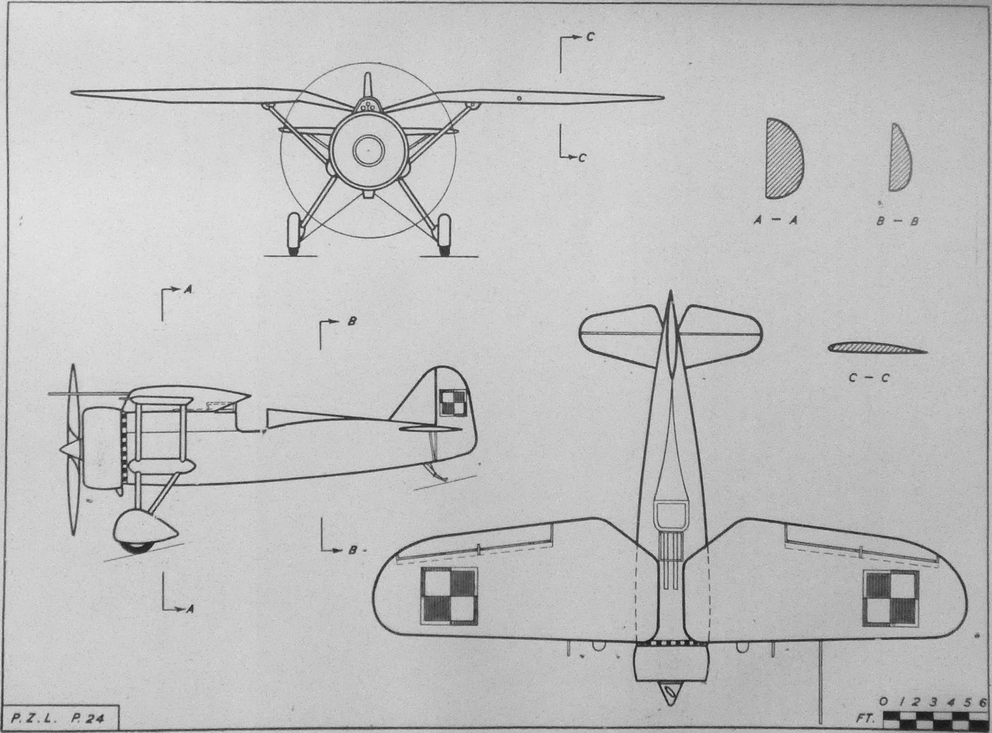 Plans of P.Z.L. P.24 