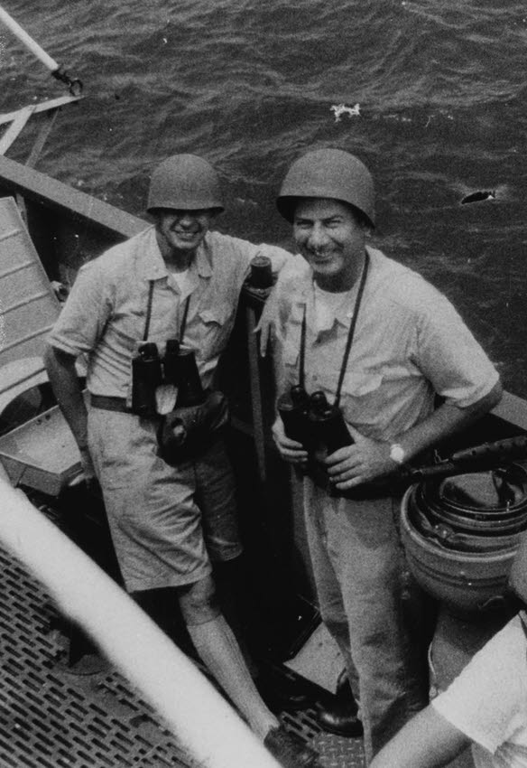 Officers on the Wing Bridge of USS Beale (DD-471), c.1966 