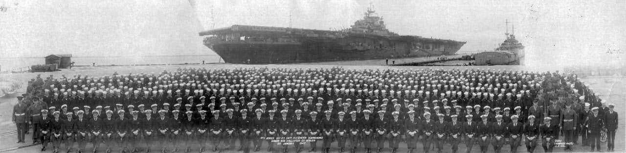 Panorama of crew, USS Boxer (CV-21), 1947 