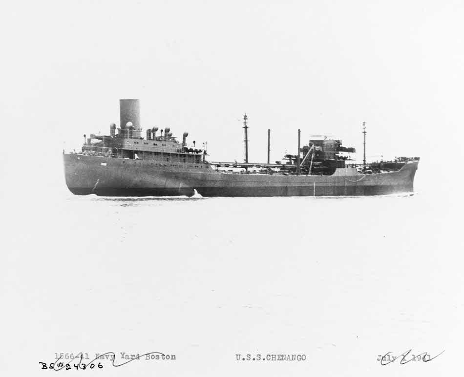 USS Chenango (CVE-28) as an oiler 