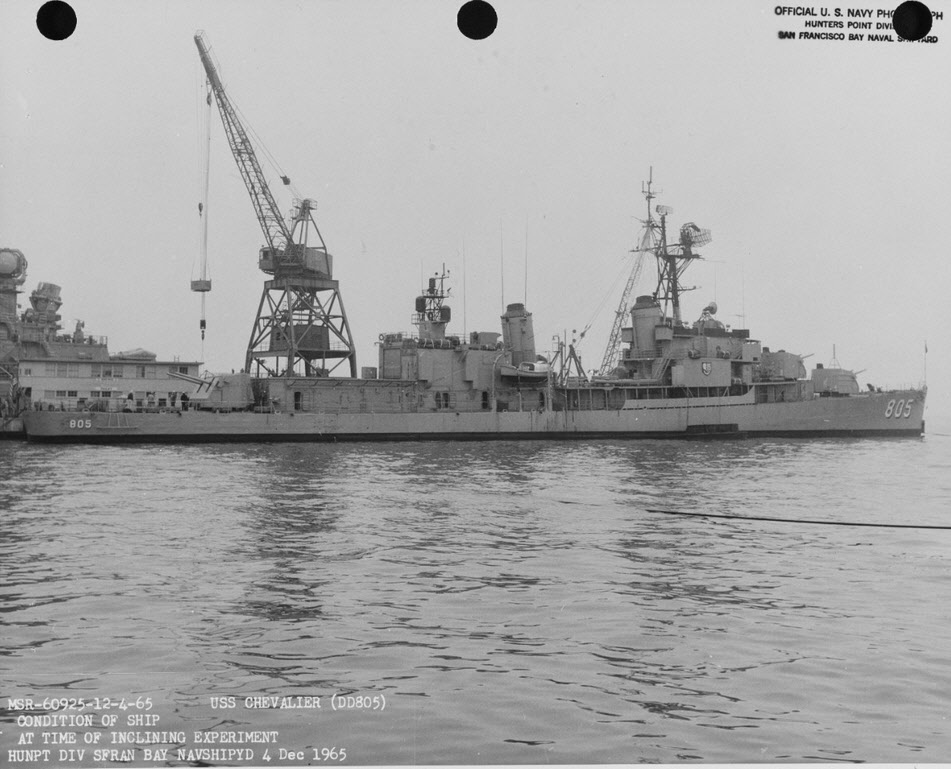 USS Chevalier (DD-805), inclining experiments 1965 