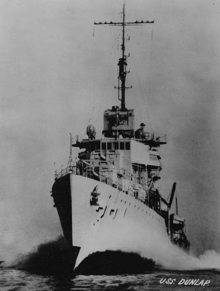 USS Dunlap (DD-384) on high speed trials 
