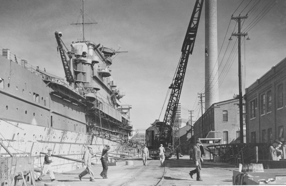 USS Enterprise (CV-6) under construction 