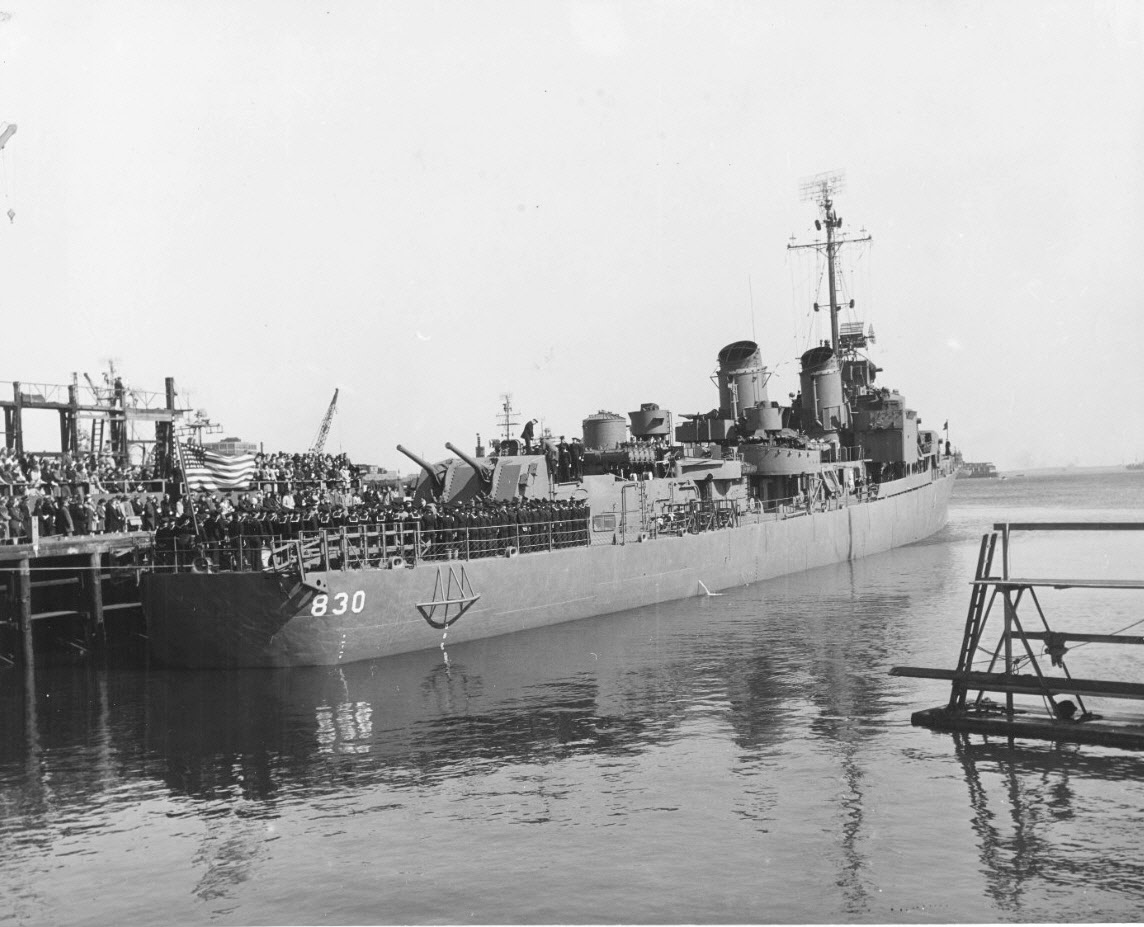 USS Everett F Larson (DD-830) being commissioned