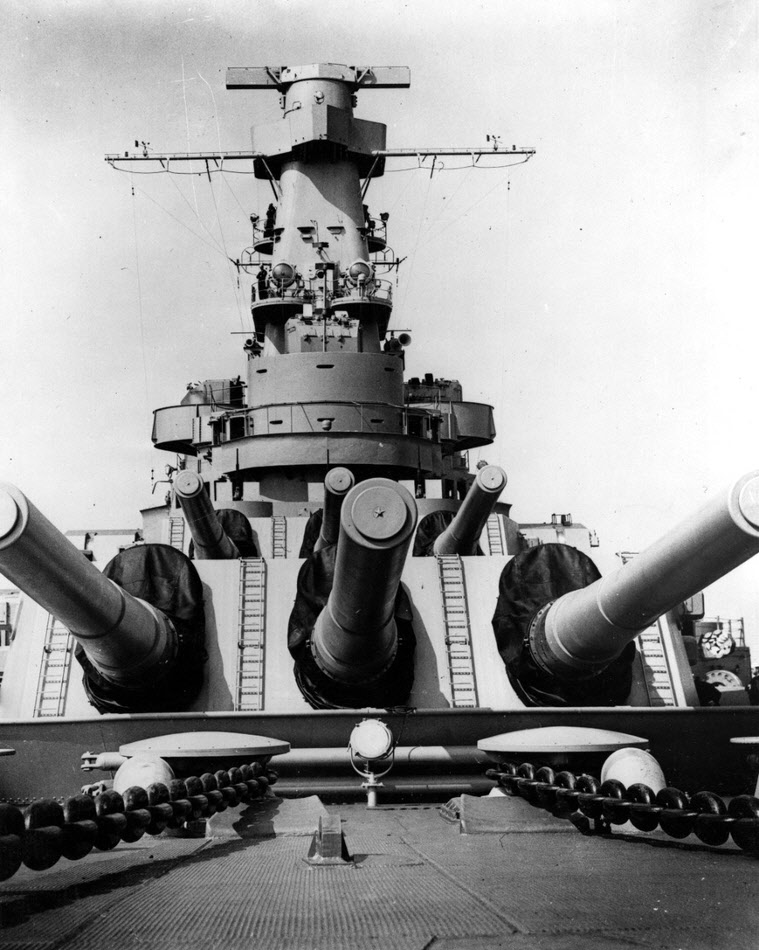 Forward Guns of USS Indiana (BB-58) 