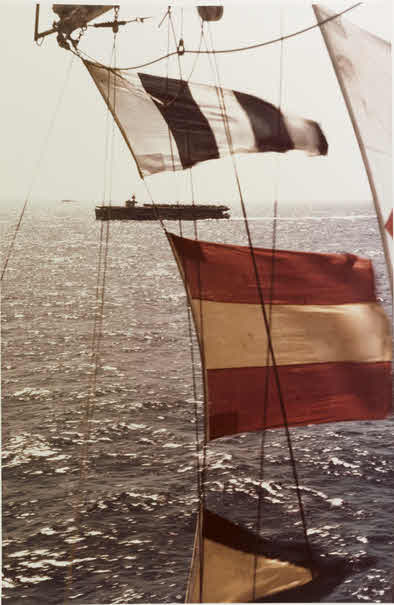 USS Kasaan Bay (CVE-69) seen from USS Tulagi (CVE-72)