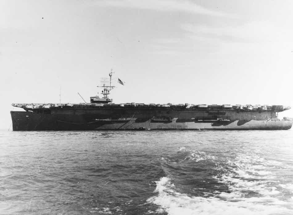 USS Kasaan (CVE-69) from the left 