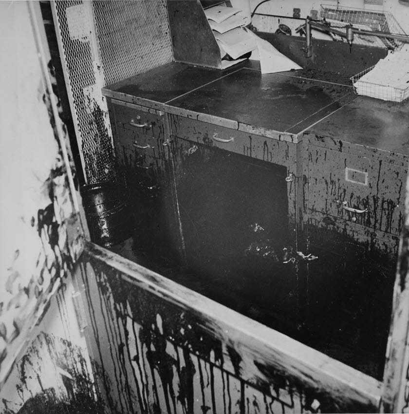 Damage to officer's room, USS Kearny (DD-432) 