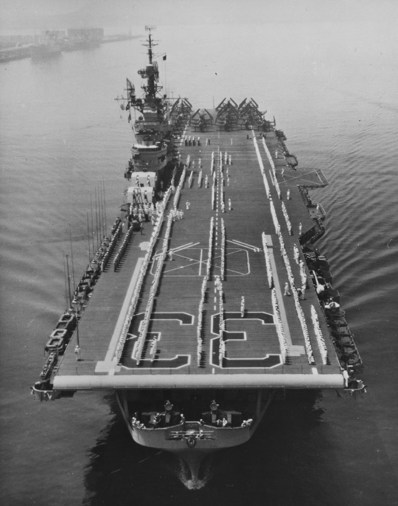 Crew Parade, USS Kearsarge (CV-33), 1940s 