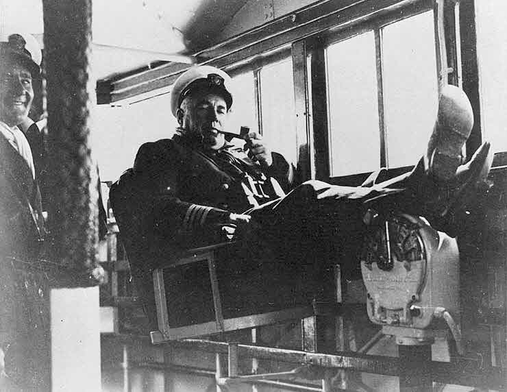 Jonas H Ingram on the Bridge of USS Litchfield (DD-336) 