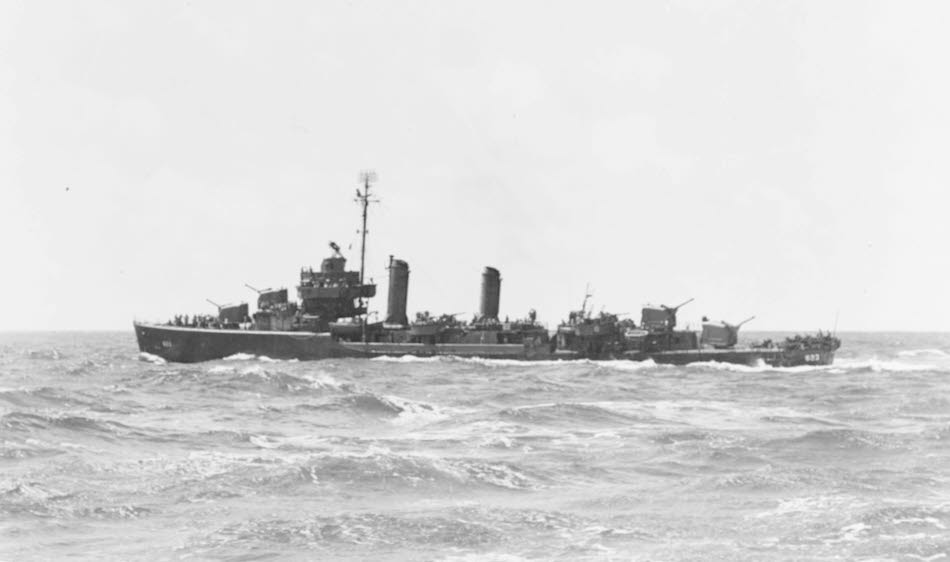 USS Nelson (DD-623) off Madagascar, November 1945 