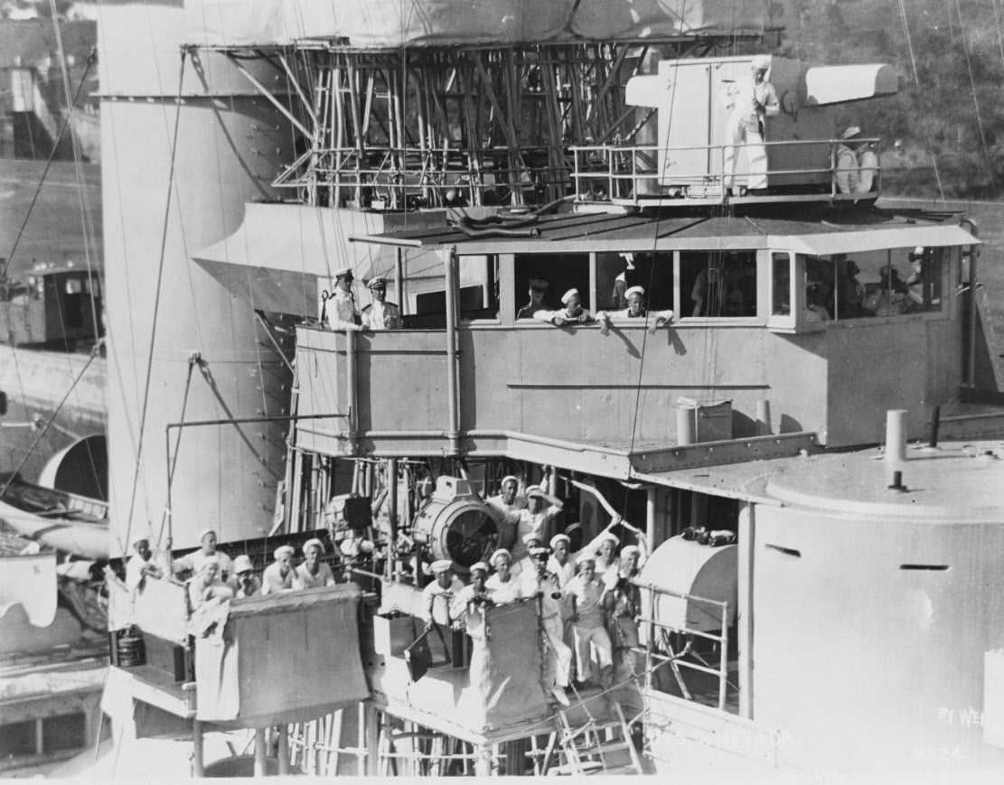 Bridge of USS Nevada (BB-36) in Panama Canal 