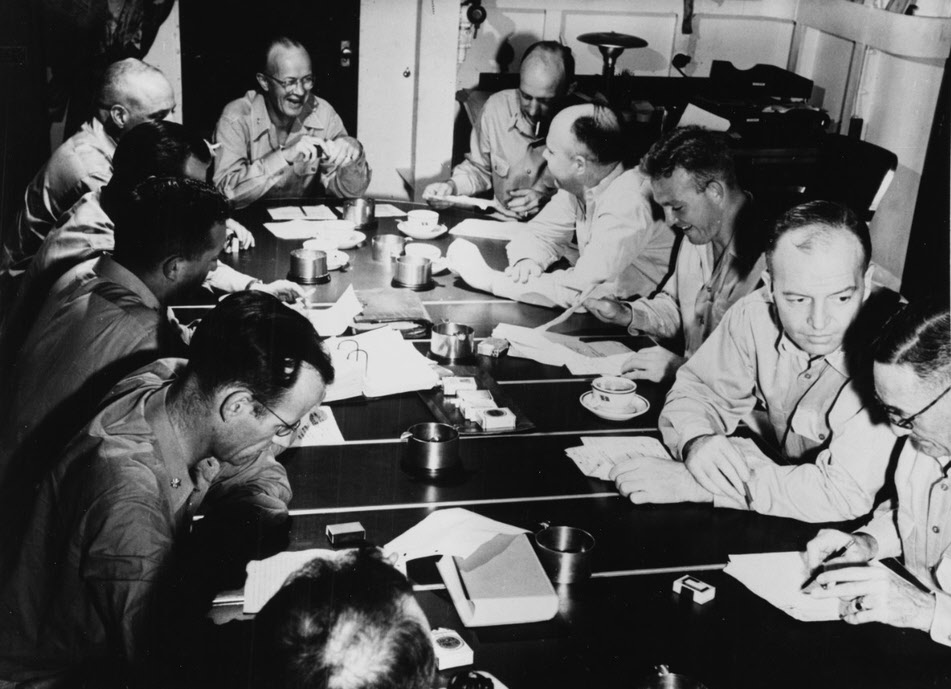 Admiral Halsey's Staff on USS New Jersey (BB-62), 1944 