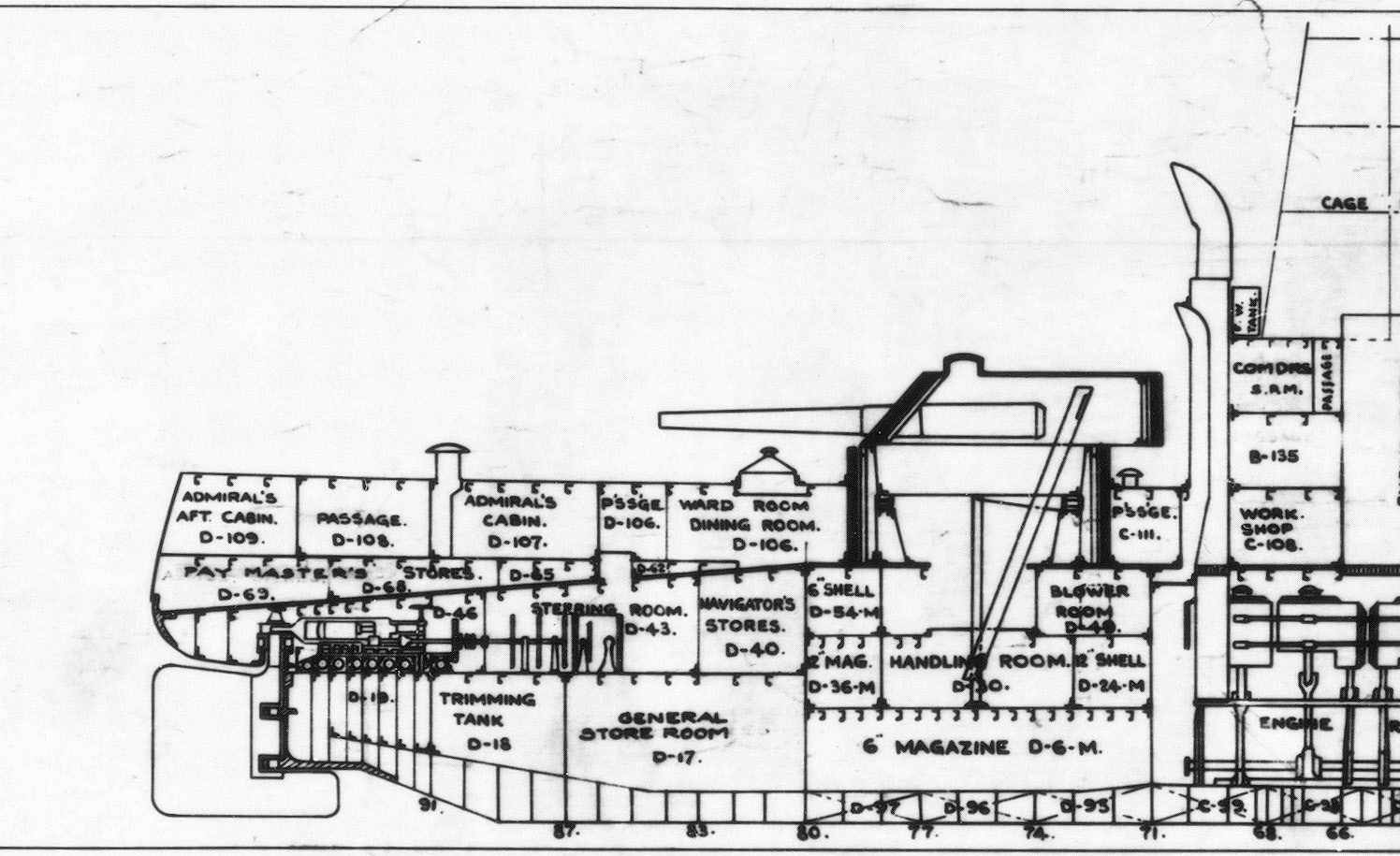 Inboard Profile of stern section of USS Ohio (BB12)