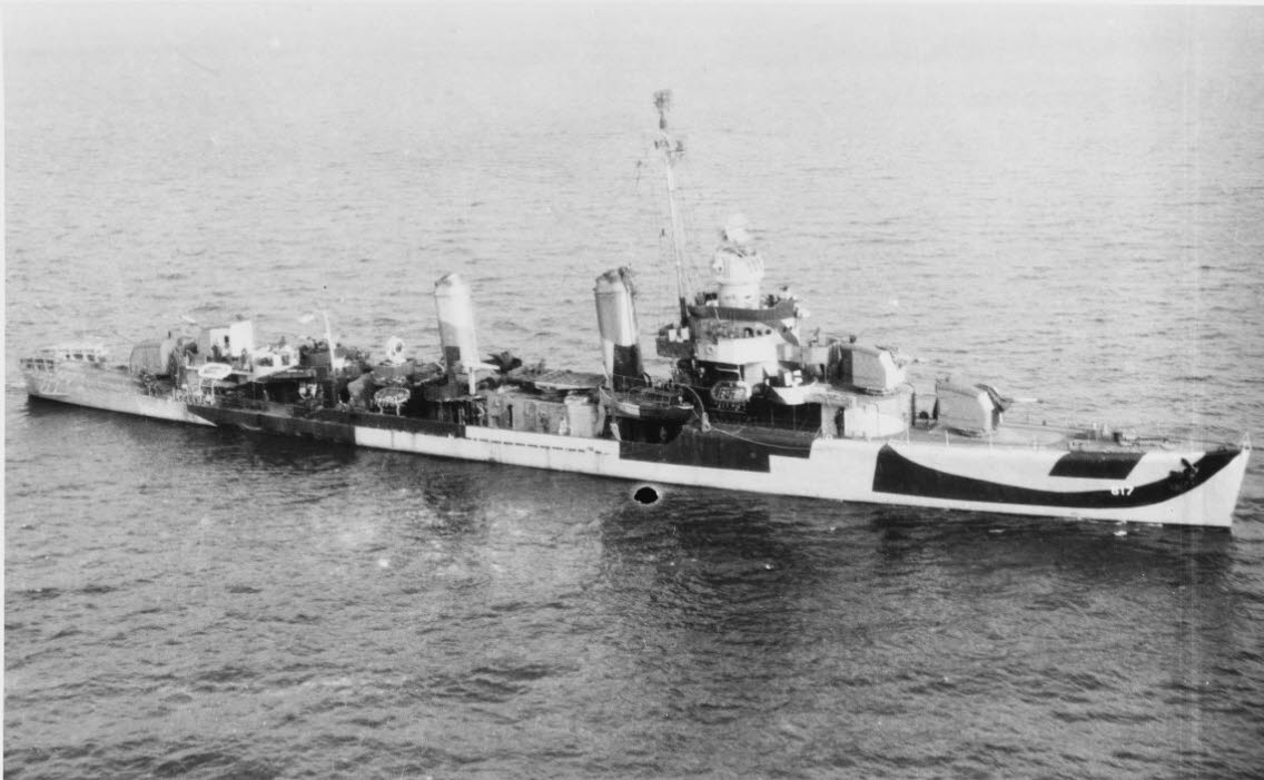 USS Ordronaux (DD-617) at sea 1945 