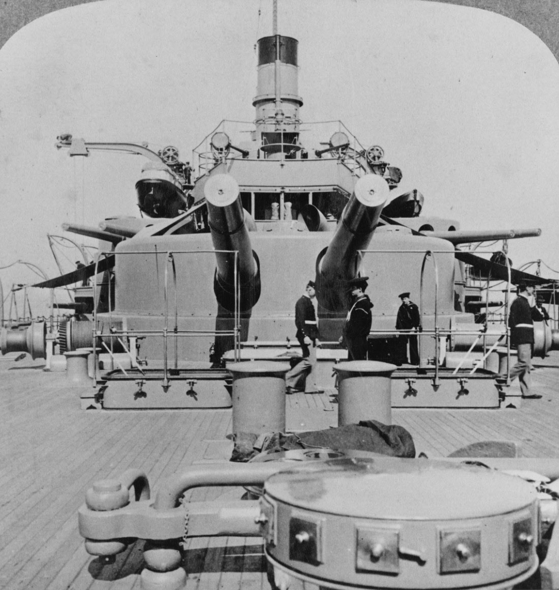 View forward from stern, USS Oregon (BB-3)