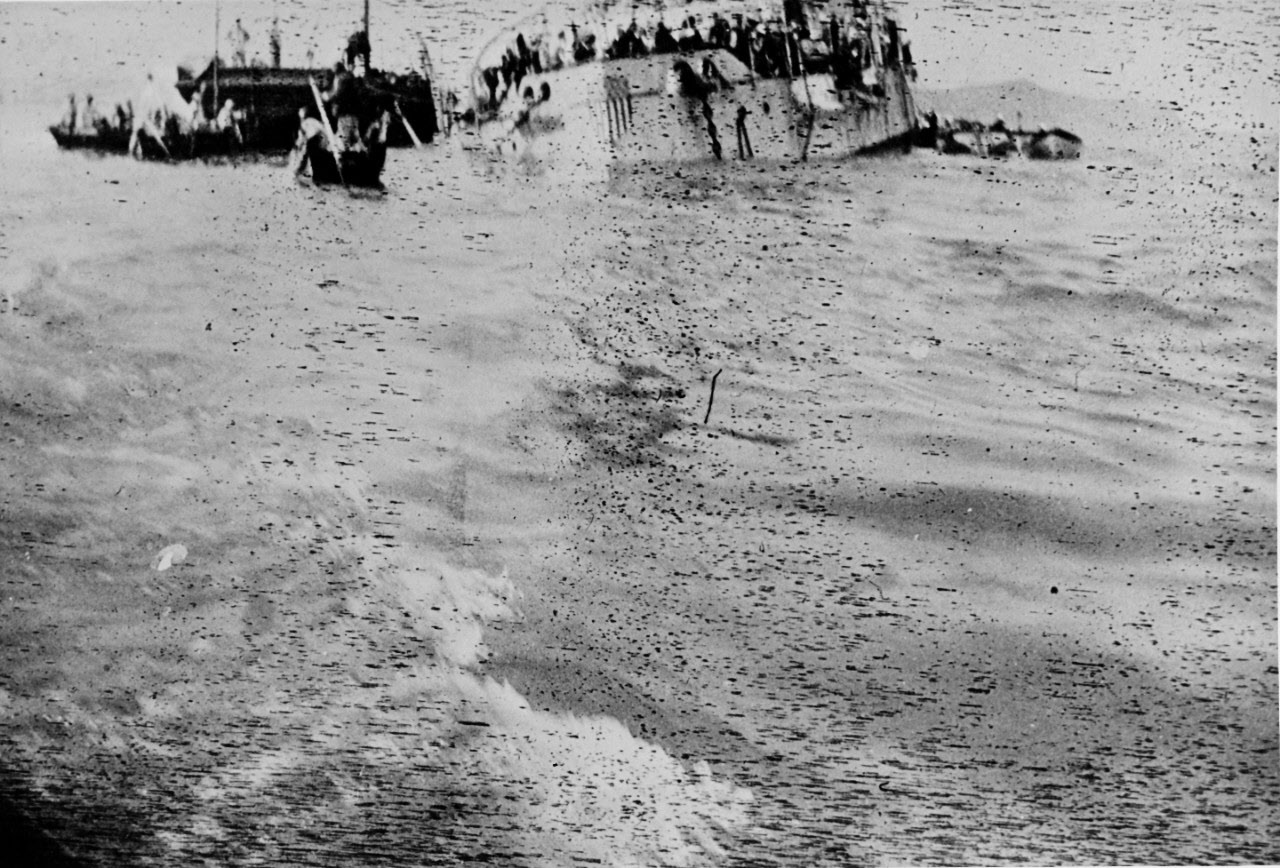 USS Oregon (BB-3) on pinnacle rock, Hankow 