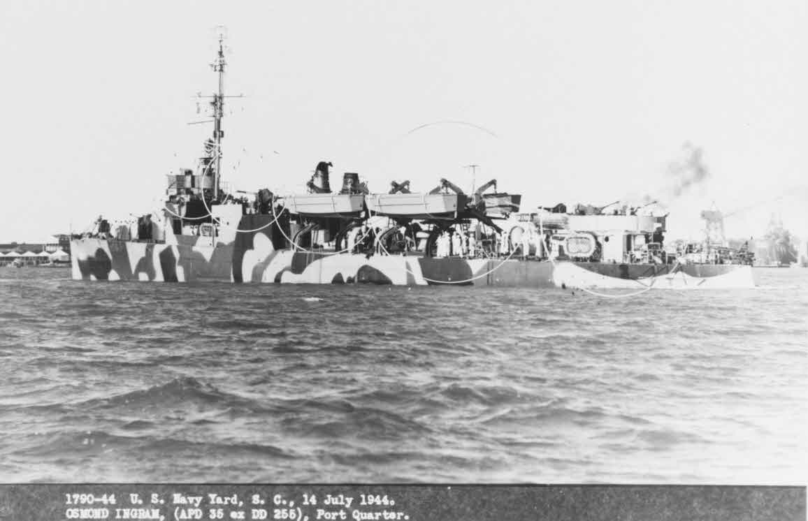 USS Osmond Ingram (APD-35) at Charleston, 1944 