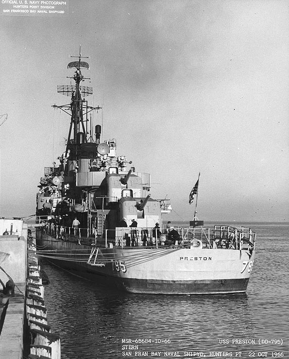 USS Preston (DD-795), Hunters Point, 1966 