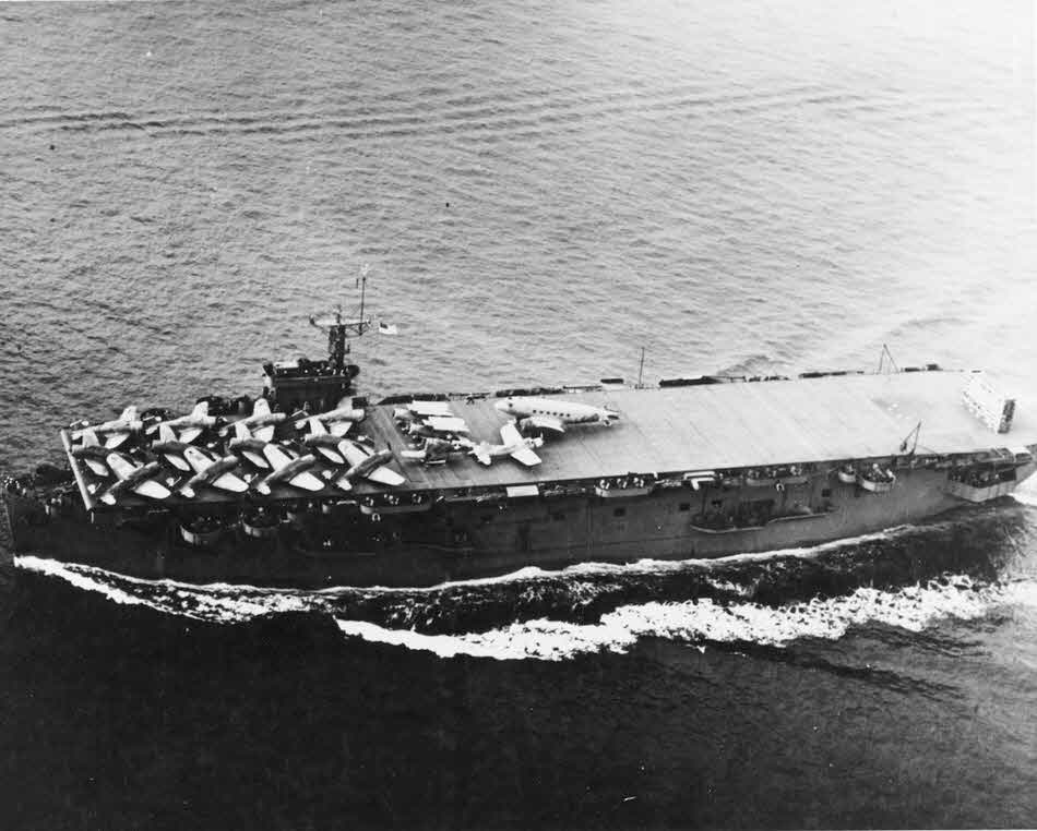 USS Prince William (CVE-31) transporting aircraft 