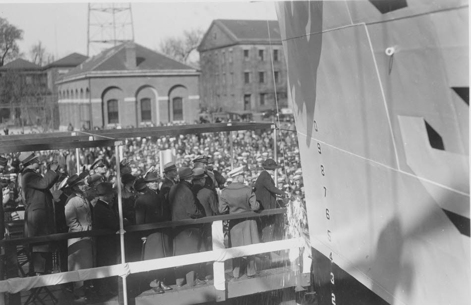 USS Ralph Talbot (DD-390) being christened, 1936 