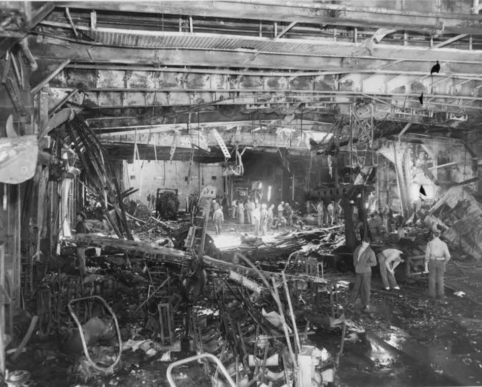 Damaged Hanger of USS Sangamon (CVE-26)