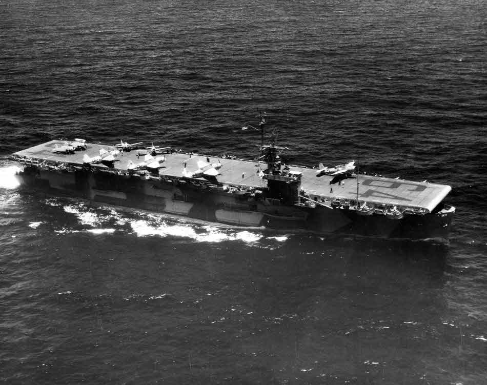 USS Tripoli (CVE-64) from Above, April 1944 
