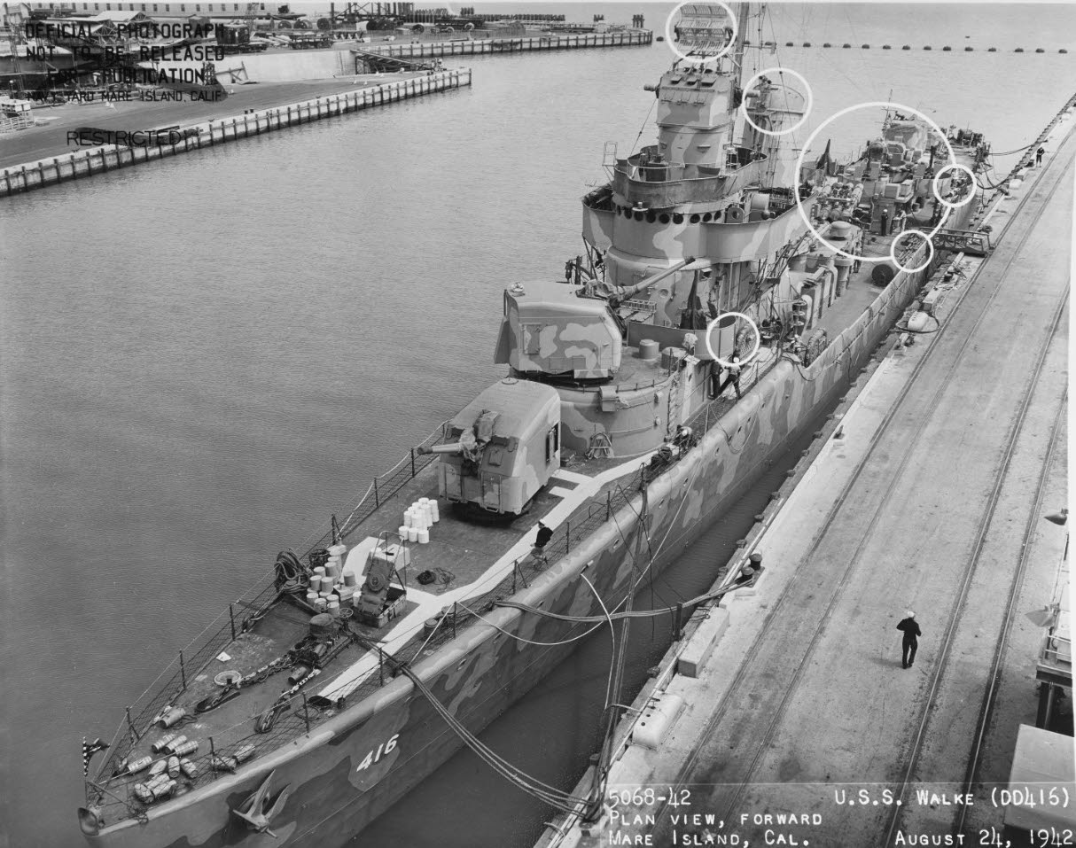 Bow plan view of USS Walke (DD-416) 