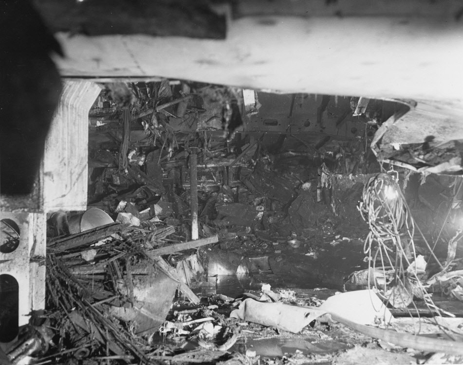 Damaged galley, USS Wasp (CV-18), March 1945 