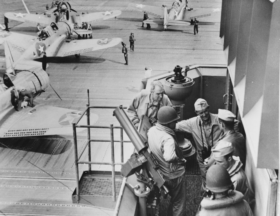 Port Wing Bridge, USS Wasp (CV-7), August 1942 