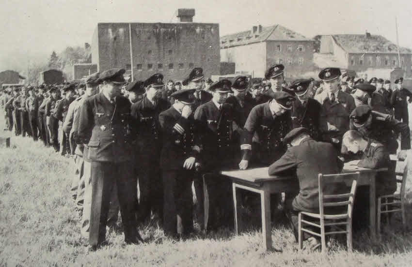 U-boat Crews registering with British at Kiel 