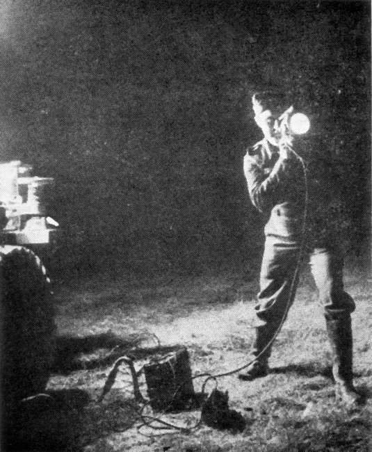 Aldis lamp giving take-off signal 