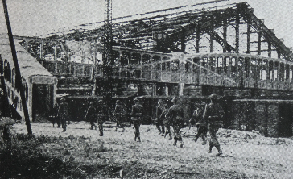 Bombed out station at Arras, 1944 