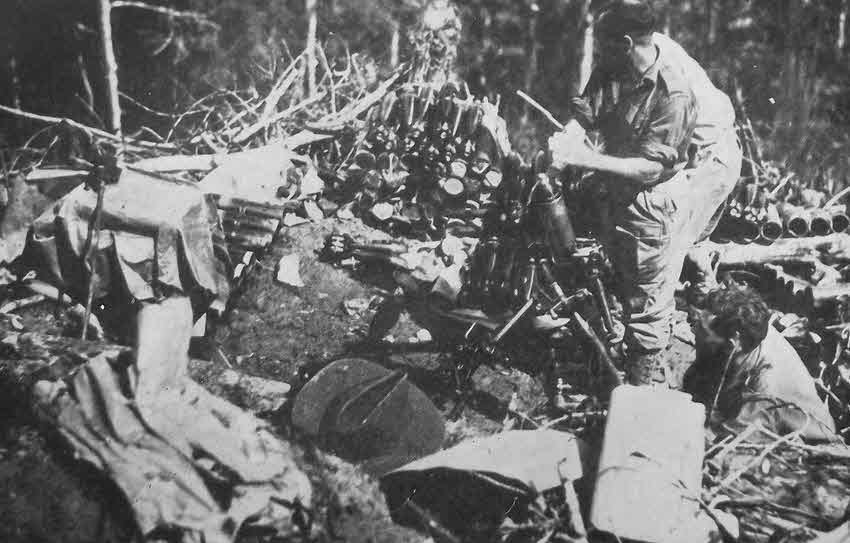 Australian Mortar at Wewak, New Guinea 