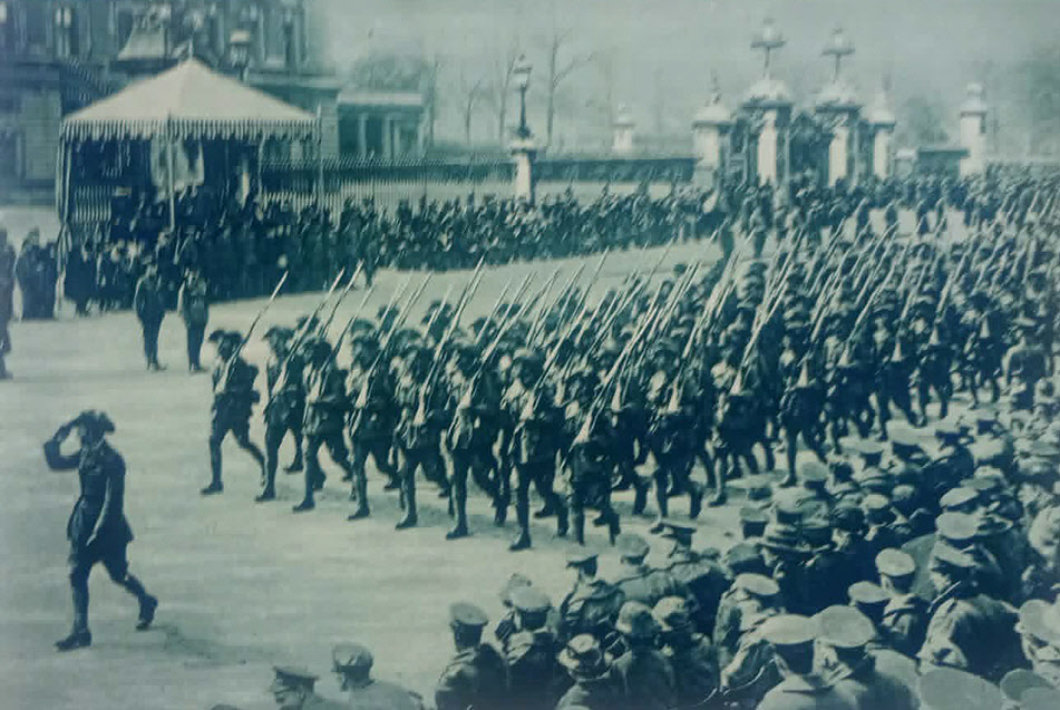 Australians march past George V, 1919 