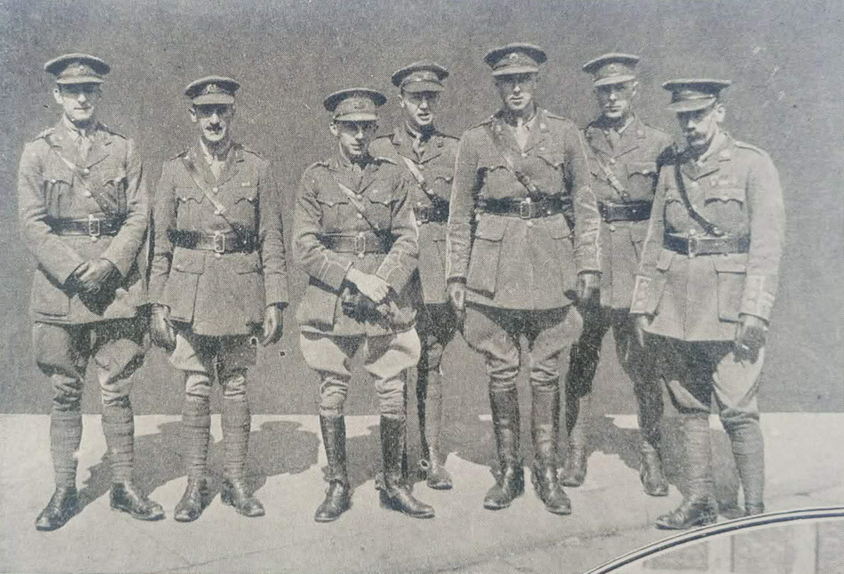 Seven surviving 1914 officers of Bedfordshire Regiment, 1919 