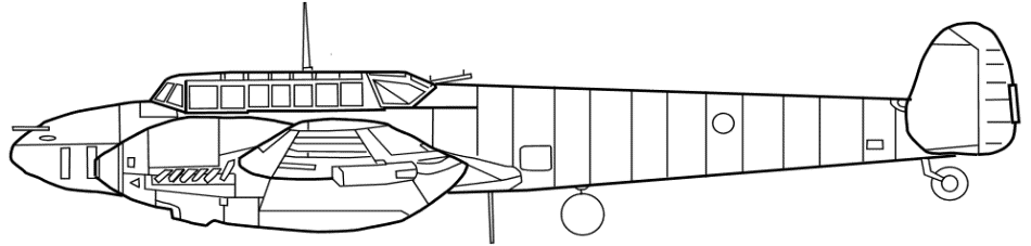 Messerschmitt Bf 110C-4: Side Plan