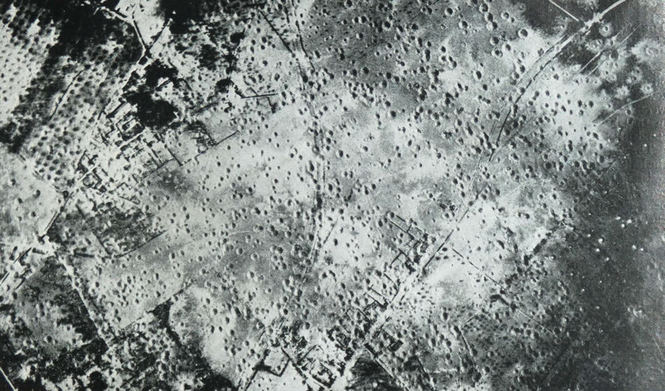 RAF bomb damage, Sannerville, 1944 