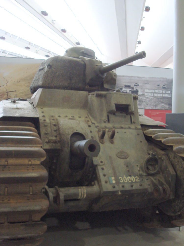Close-up view of Char B1 Bis from the front