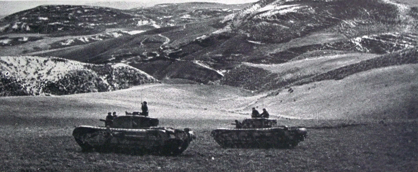 Churchill Mk IIIs or Mk IVs, Longstop Hill 
