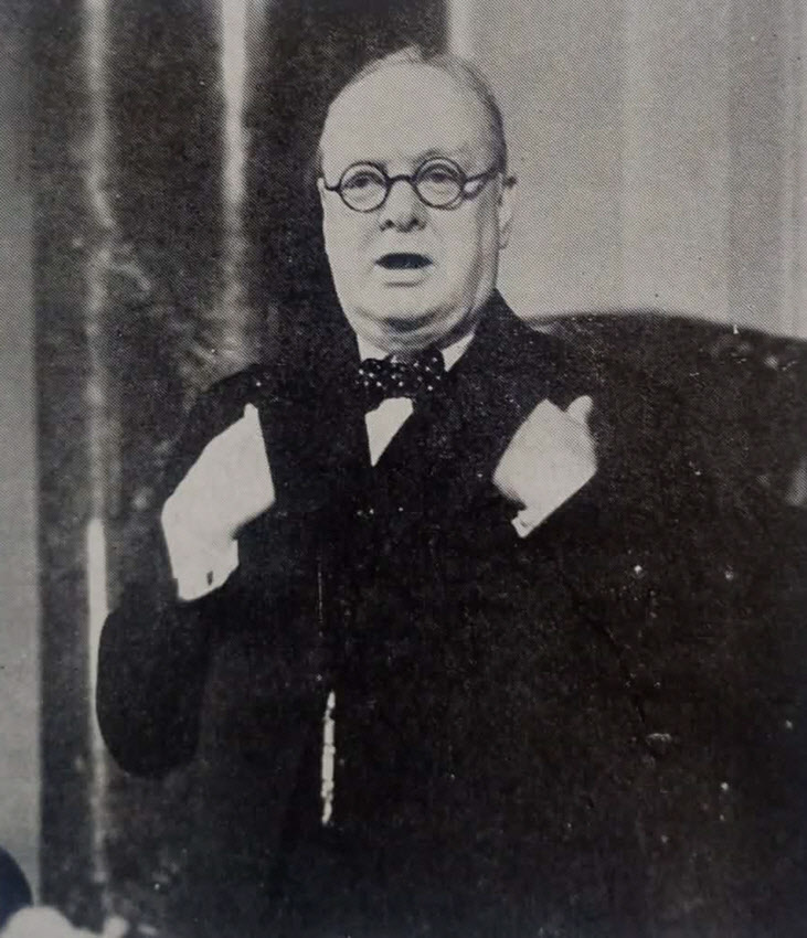 Winston Churchill speaks at London County Hall, 1941 