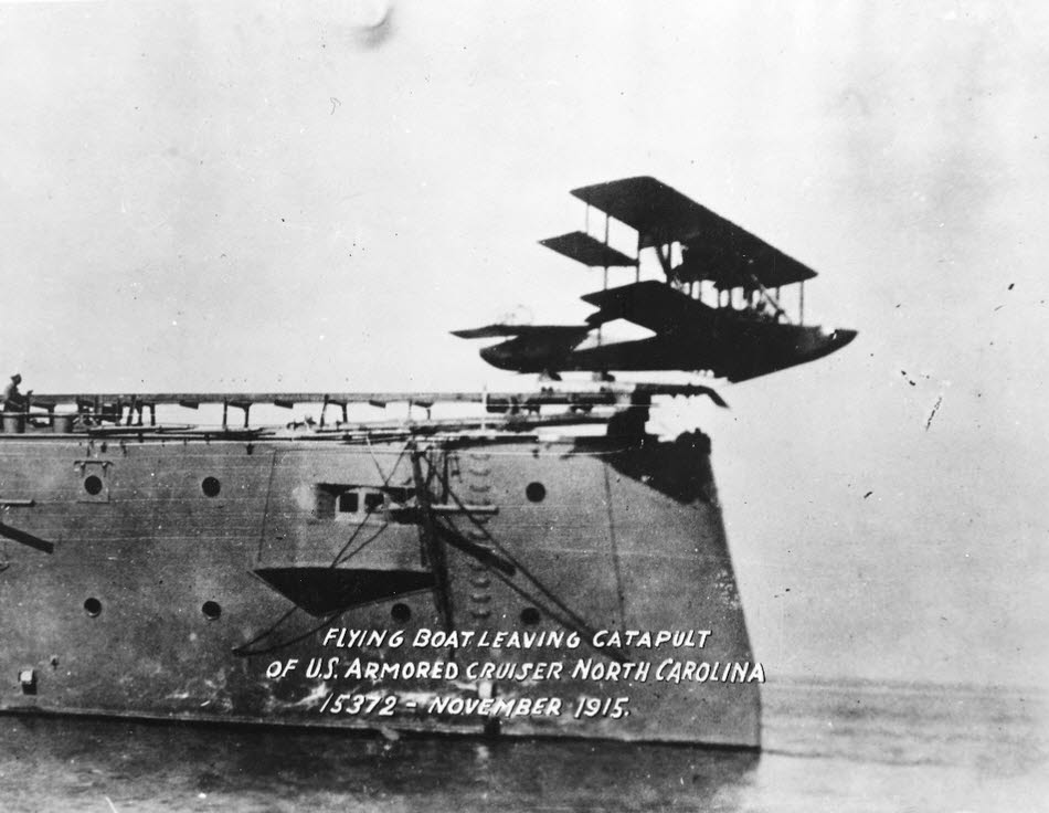 Curtiss C-2/ AB-2 being catapulted off USS North Carolina (ACR 12) 
