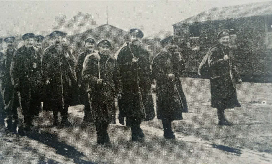 Demobilised solders leaving Wimbledon Dispersal Camp 