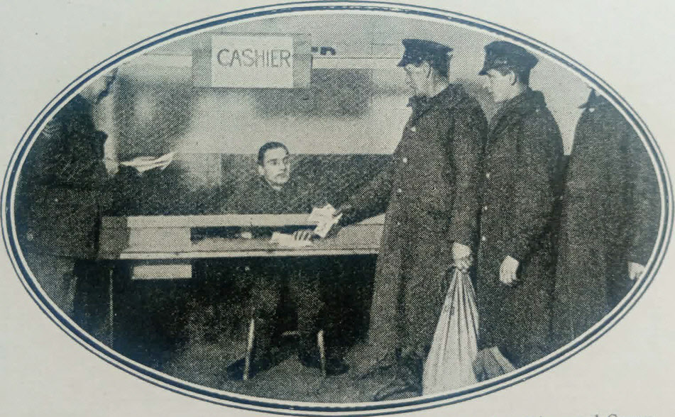 Demobilised Soldiers receiving pay