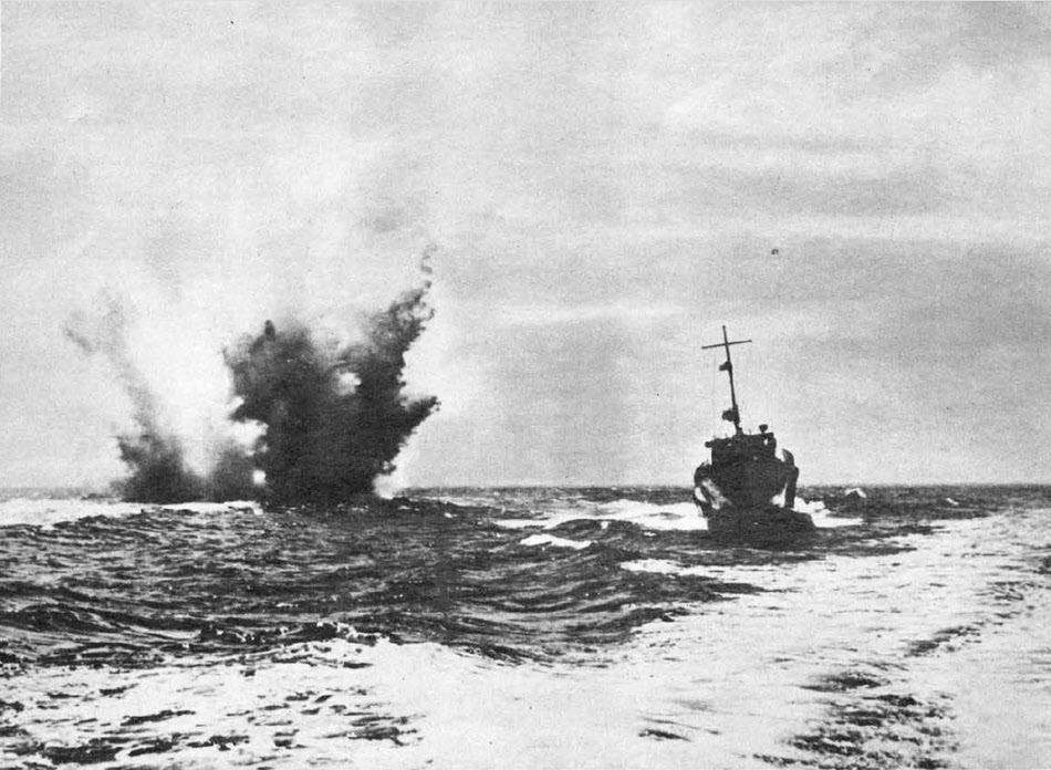 Fairmile B Motor Launch drops Depth Charge 