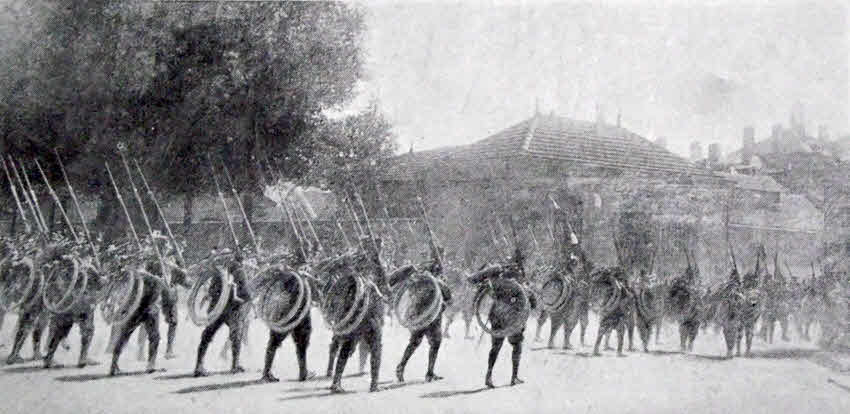 French Mounted Infantry with folded bikes 