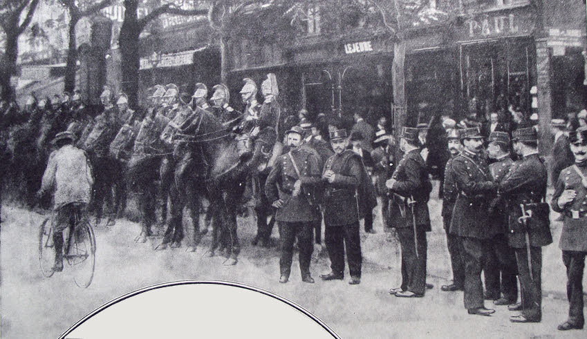 French troops guard German-owned shops, Paris, 1914 