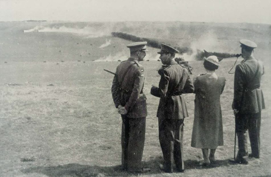King George VI and Queen Elizabeth watching tank exercises, 1941 