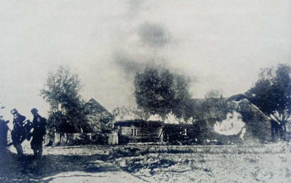 Germans burning village, Eastern Front, 1941 