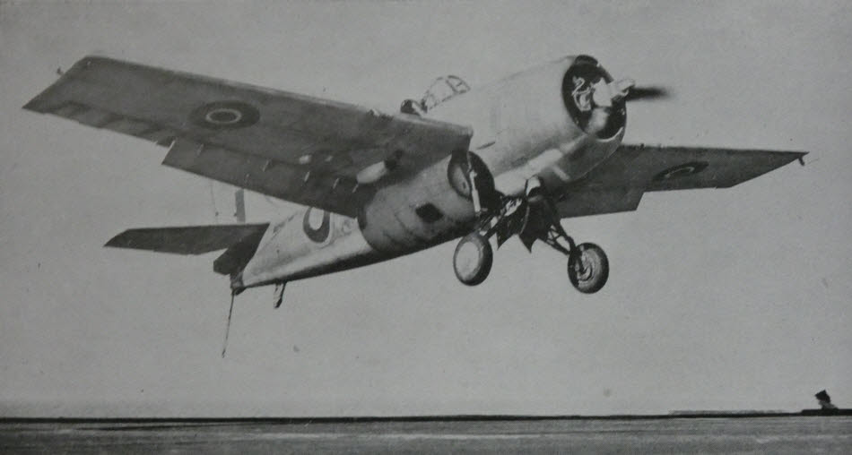 Grumman Wildcat landing on HMS Searcher 